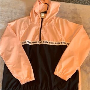 Pink 3/4 zipper spring coat